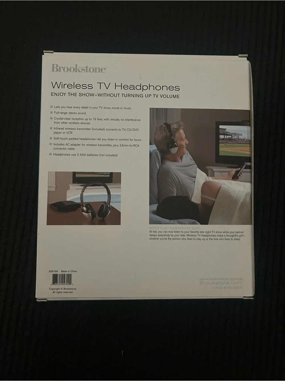 Brookstone Wireless TV Headphones - Black and Silver Accent
